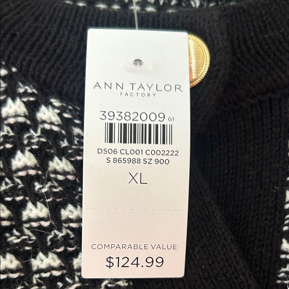 Ann Taylor Factory Black and White Button-Up Cardigan - Picture 2 of 4